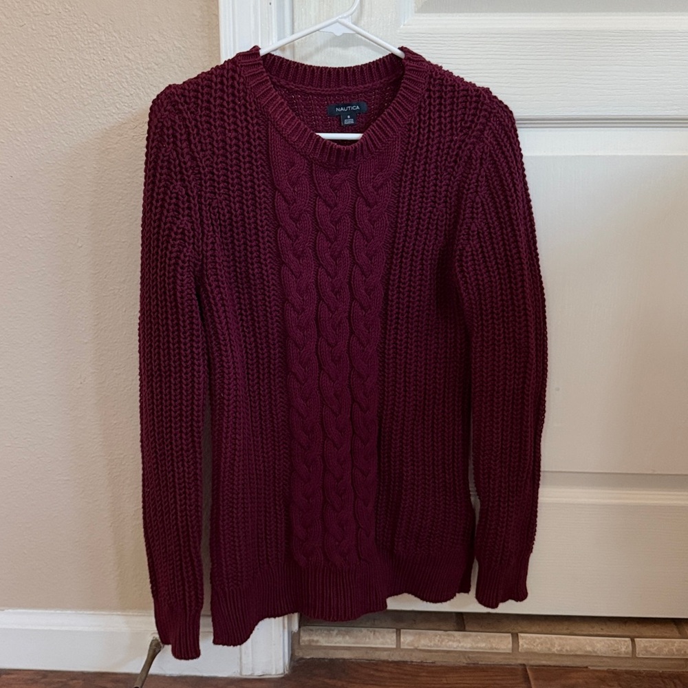 Nautica Women's Cable Knit Sweater - Deep Burgundy